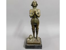 A French bronze depicting Joan Of Arc after Antoni