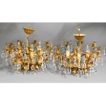 A pair of ornate Christopher Wray gilt chandelier