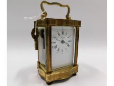 A French brass L'Epee carriage clock, 6.1in tall i