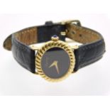 An 18ct gold ladies Asprey wrist watch with sapphi