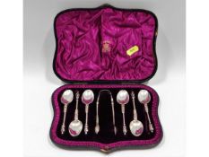 A cased set of Wakely & Wheeler 1891 London silver