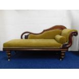 A Victorian mahogany upholstered chaise longue, 72