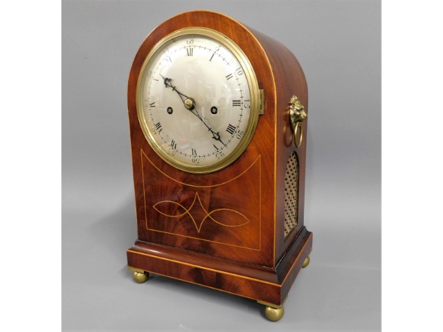 A Regency period mahogany bracket clock with doubl