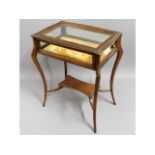 A 19thC. mahogany bijouterie with velvet lining, 2