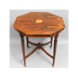 An Edwardian inlaid rosewood octagonal occasional