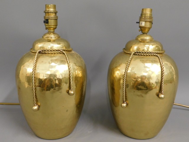 A pair of brass Endon light fittings, 12.25in high