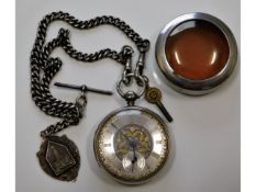 An 1872 Chester silver & yellow metal faced cased