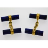 A pair of 18ct gold mounted lapis lazuli gents cuf