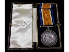 A cased WW1 medal awarded to 721 Pte. F. Coley Rif