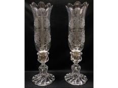 A pair of French Baccarat crystal candle holders w