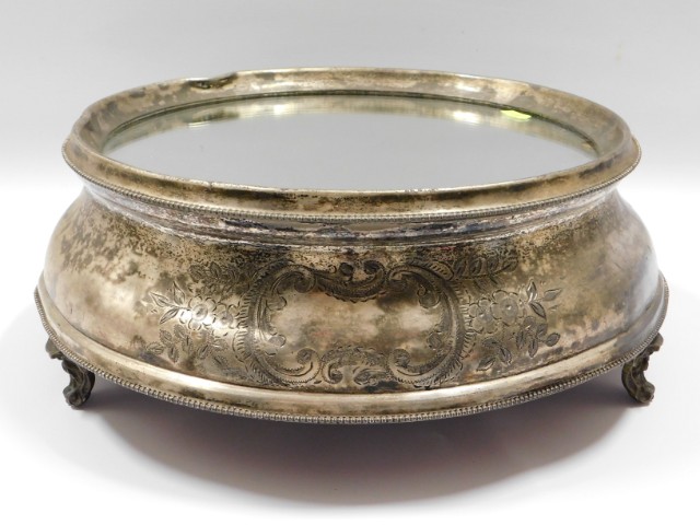 A c.1900 silver plated with mirror base wedding ca