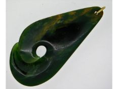 A New Zealand emperor jade pendant, 69.5mm high, 2