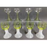 Eight 1920's art deco hollow stemmed goblets inclu