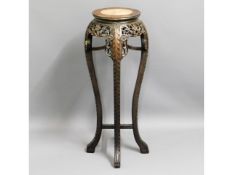 A c.1900 Chinese hardwood stand with marble inlay