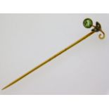 An antique 9ct gold tie pin set with 4mm diameter