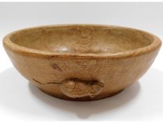 A carved oak Robert "mouseman" Thompson bowl, 9.5i