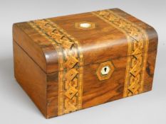 A rosewood veneered box with Tunbridgeware style i