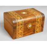 A rosewood veneered box with Tunbridgeware style i