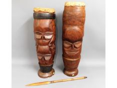 Two mid 20thC. South African tribal drums & small