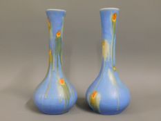 A pair of Belgian studio pottery vases, 9.5in tall
