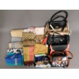 A quantity of ladies hand bags including Radley & scarves