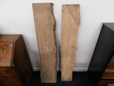 Two elm planks, largest approx. 52.5in x 11in