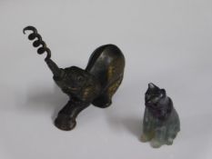 A novelty brass corkscrew in form of an elephant t
