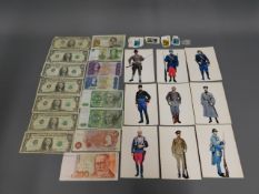 Seven US dollar bills, other bank notes & a select