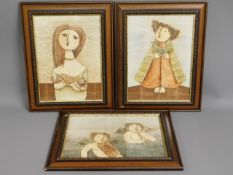 Three Joyce Roybal framed oil paintings, 16.5in x