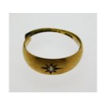 An antique 15ct gold gipsy ring set with small old