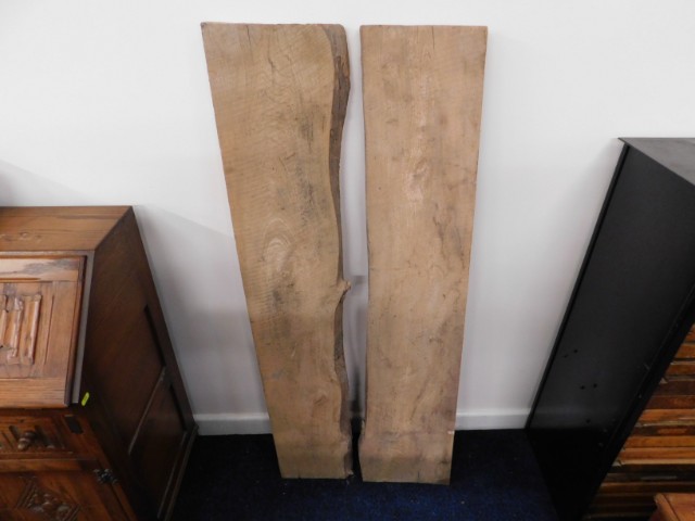 Two elm planks, largest approx. 51.5in x 9.5in