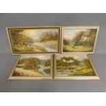 Four framed Les Parson oil landscapes, largest ima