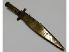 A WW1 trench art letter opener "Roisel 1919"