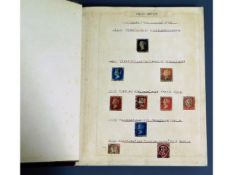 A stamp album including a penny red & penny black