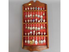 A mounted selection of collectable spoons