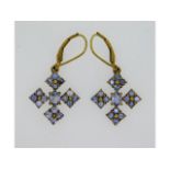 A pair of 9ct gold tanzanite earrings, 4g, 16mm dr