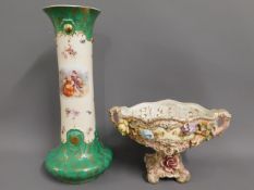 A large continental porcelain stick stand twinned