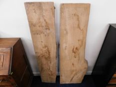 Two elm planks, largest approx. 51.5in x 17.5in