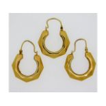 Three 9ct gold earrings, 20mm drop, 3g