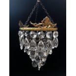 A pair of crystal chandeliers, 8in diameter with 1