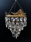 A pair of crystal chandeliers, 8in diameter with 1