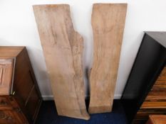 Two elm planks, largest approx. 51in x 16in