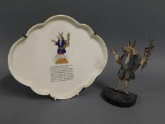 A Goss porcelain "Trusty Servant" tray, 9.375in wi