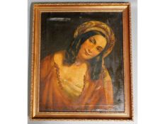 An 18th/19thC. oil on canvas depicting woman in ro