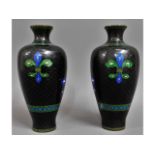 A pair of early 20thC. Japanese cloisonne vases, o