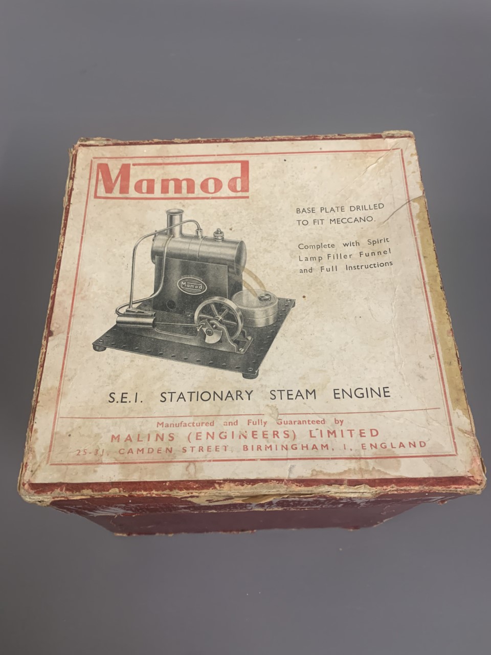 A Mamod stationary steam engine, 6.5in square base & accessories including miniature fuel can, with - Image 2 of 2