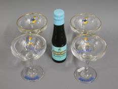 Two pairs of Babycham glasses, one 1960's, one 197