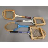 Four vintage tennis rackets
