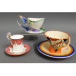 A Clarice Cliff style cup & saucer by Moorland Che