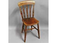 A stained elm farmhouse chair, 33in high to back